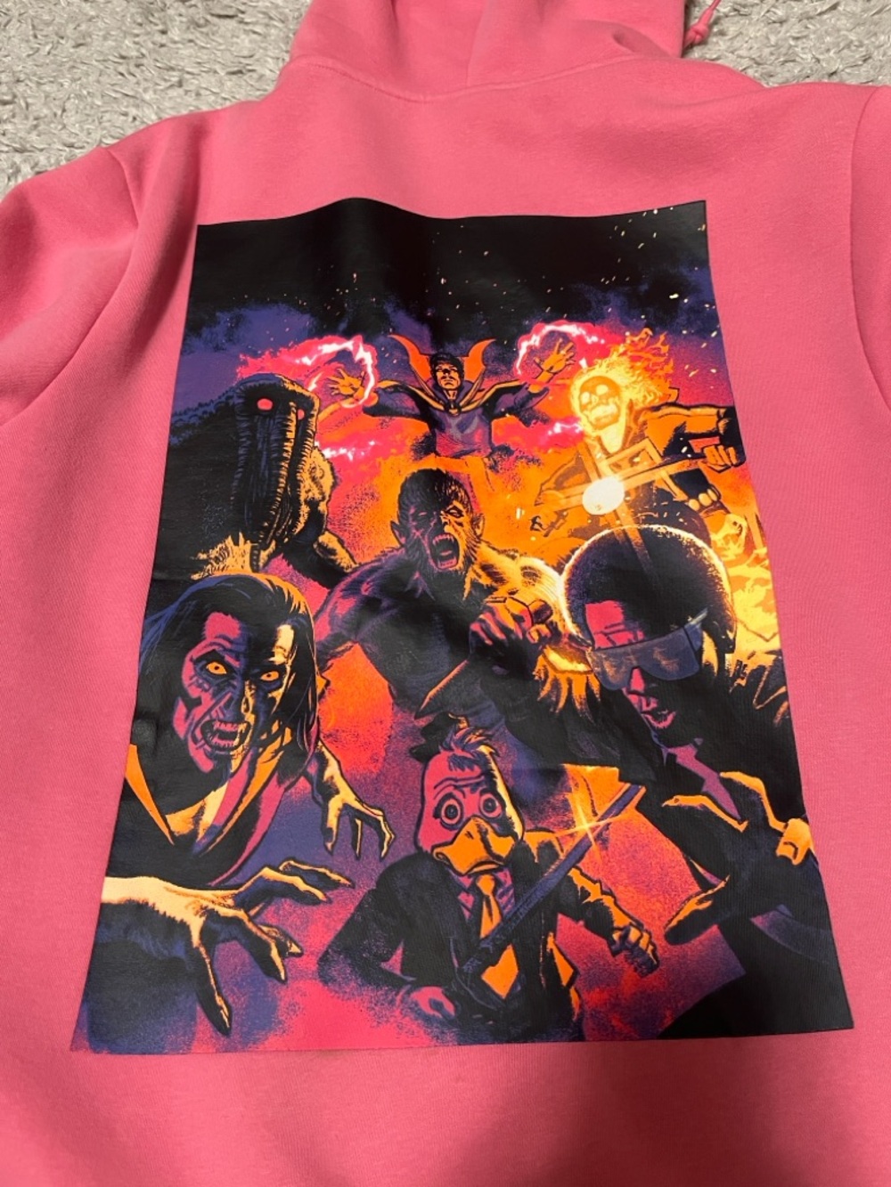 Marvel Pink Hoodie with Yellow Marvel Comics Chest Logo